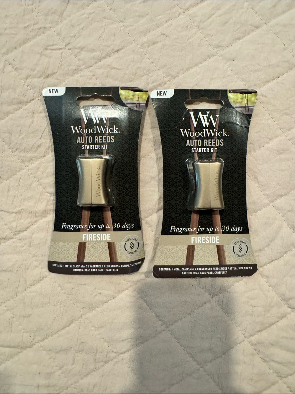 2 pack Wood Wick Fireside Auto Reeds Starter Kit - Bronze